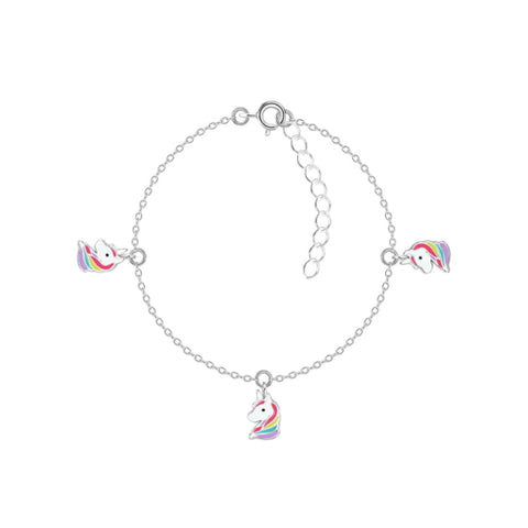 Sterling Silver Childrens Unicorn Charm Bracelet