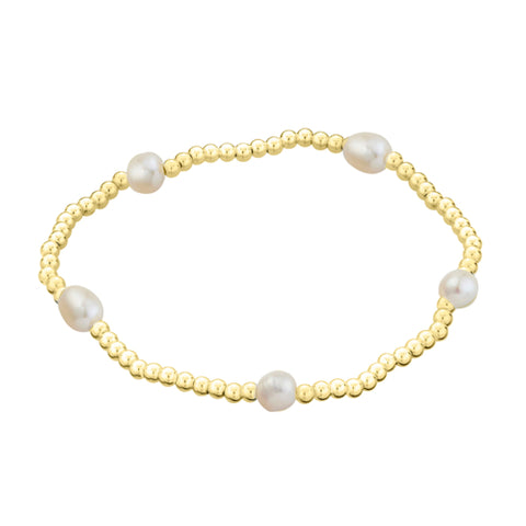 Sterling Silver Elastic Ball Bracelet With Baroque Freshwater Pearls