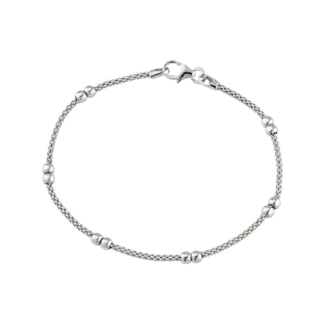 Sterling Silver Popcorn Style Chain & Ball Bracelet