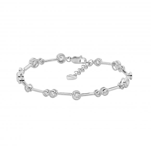 Sterling Silver Bezel Set Cubic Zirconia Bar Bracelet