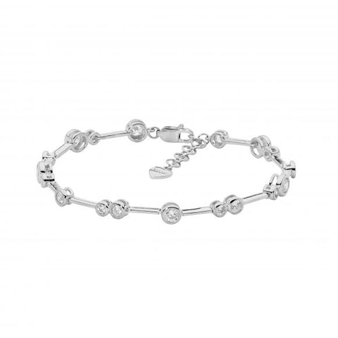 Sterling Silver Bezel Set Cubic Zirconia Bar Bracelet