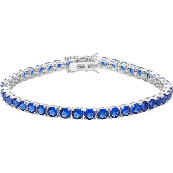 Sterling Silver Created Blue Nano Tennis Bracelet