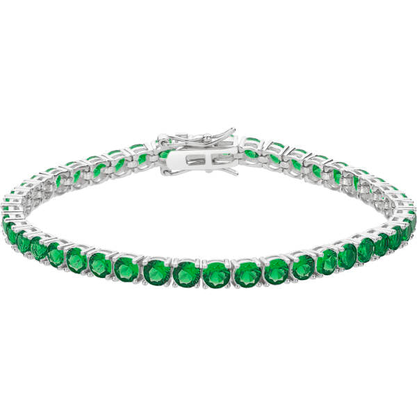 Sterling Silver Created Emerald Nano Tennis Bracelet