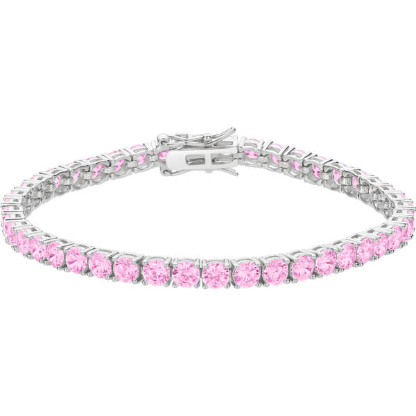 Sterling Silver Pink Cubic Zirconia Tennis Bracelet
