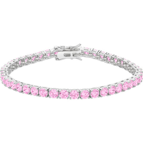 Sterling Silver Pink Cubic Zirconia Tennis Bracelet