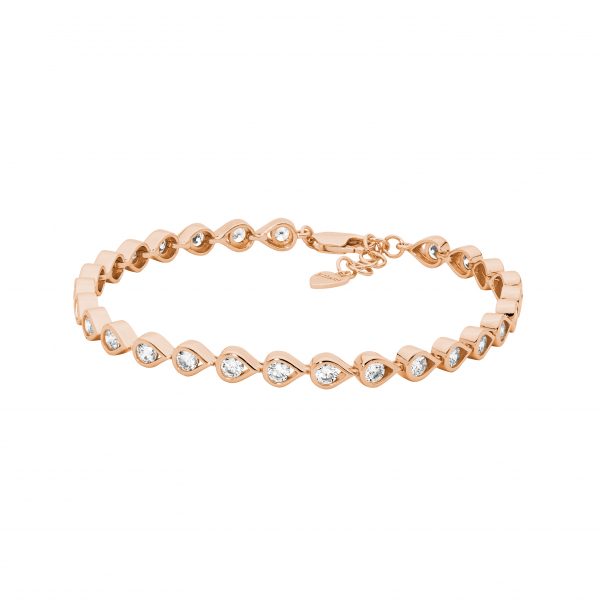 Sterling Silver Rose Gold Plated Cubic Zirconia Bracelet