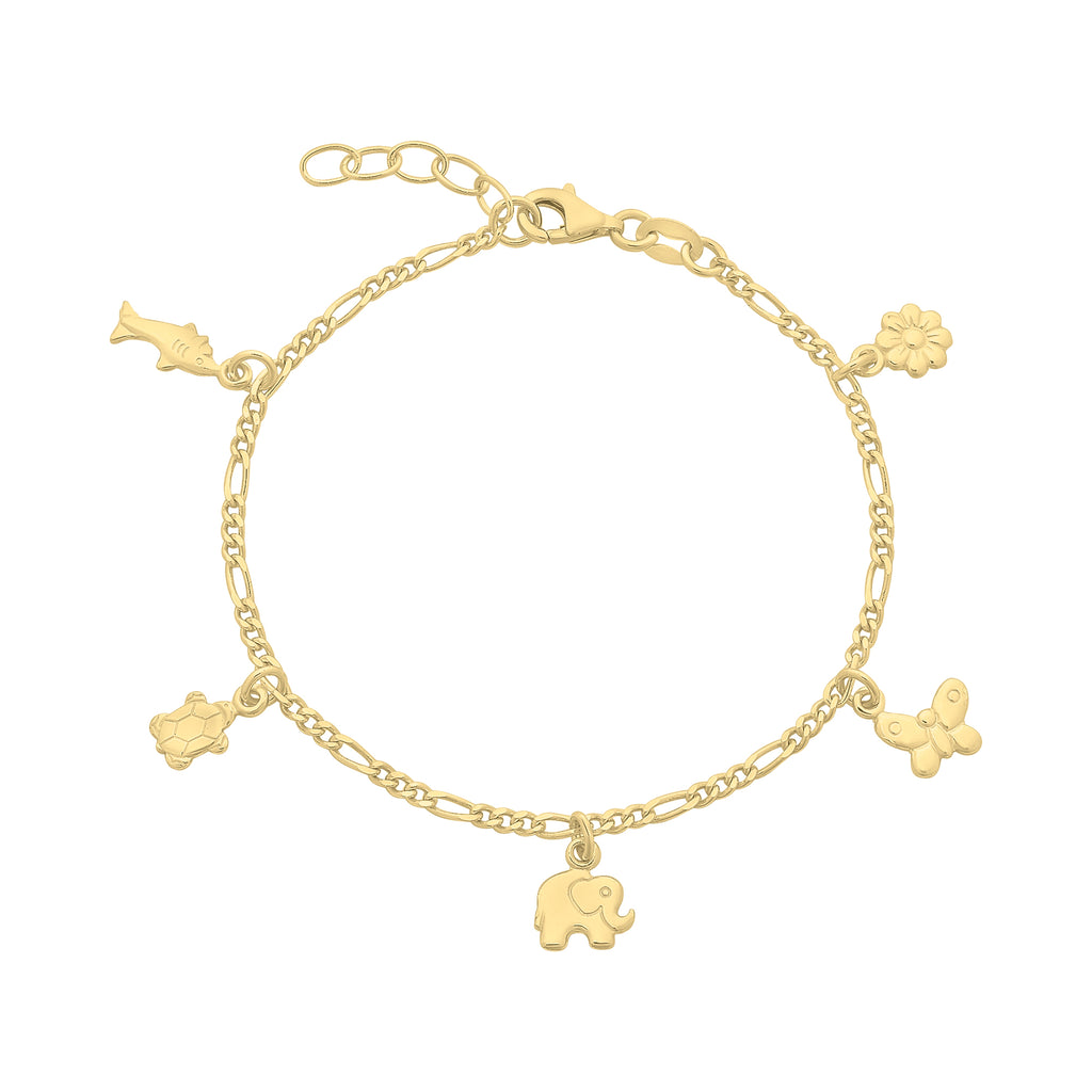 Gold Plated Figaro Charm Bracelet