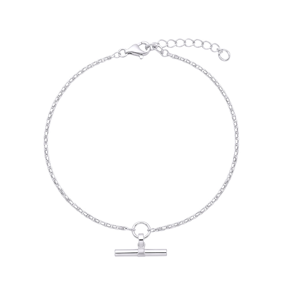 Sterling Silver Rope Chain with T-Bar Bracelet
