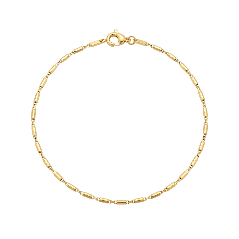 Gold Plated Delicate Mini-Tube Link Chain Bracelet
