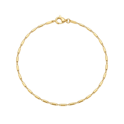 Gold Plated Delicate Mini-Tube Link Chain Bracelet