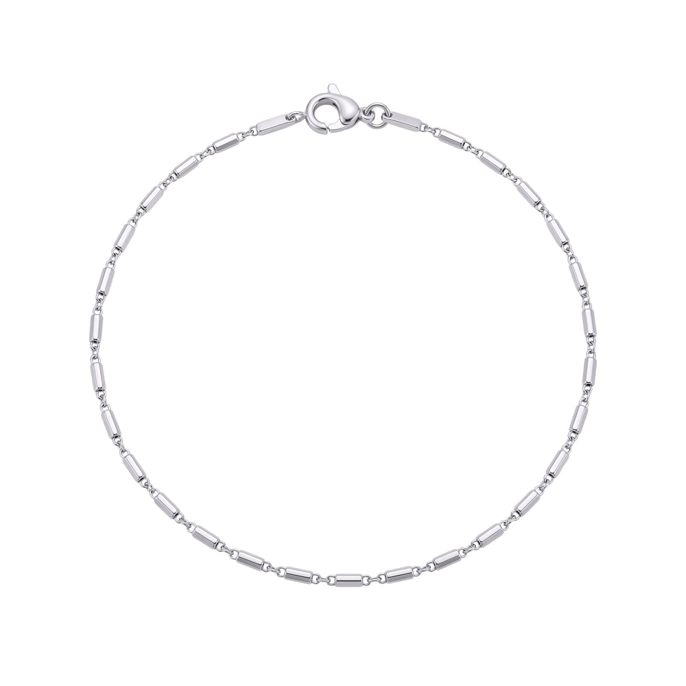 Sterling Silver Delicate Mini Tube Link Chain Bracelet