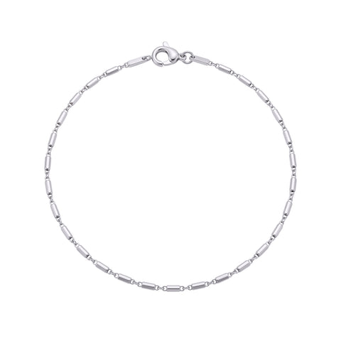 Sterling Silver Delicate Mini Tube Link Chain Bracelet