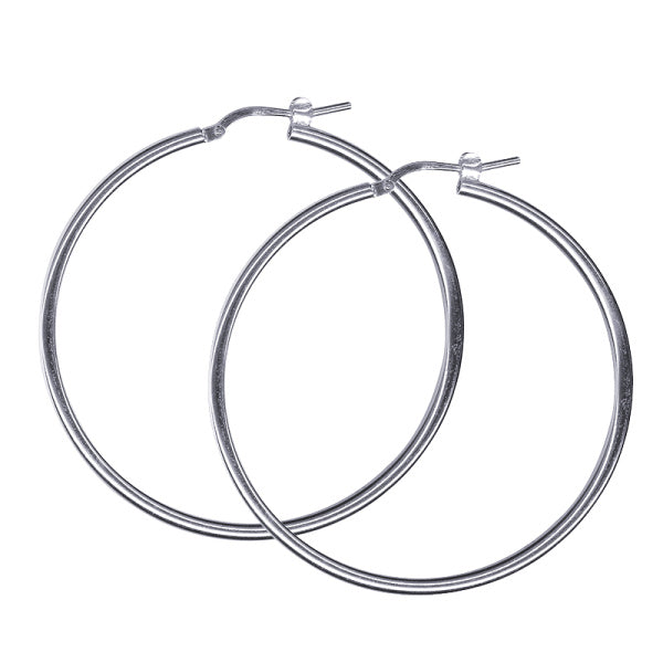 Sterling Silver Italian Plain Hoop Earrings