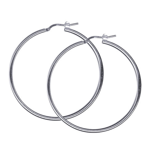 Sterling Silver Italian Plain Hoop Earrings