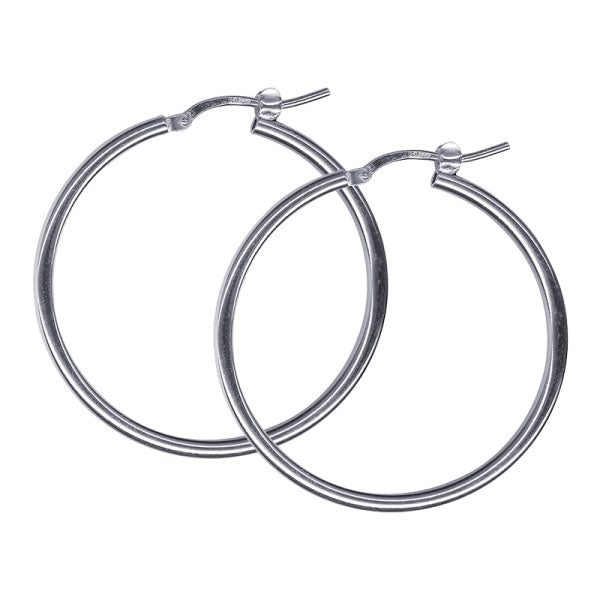 Sterling Silver Italian Plain Hoop Earrings
