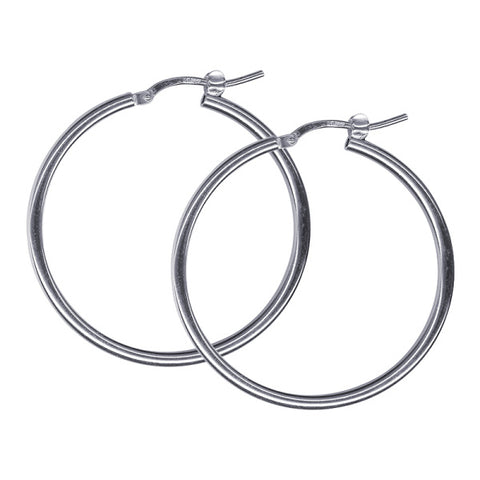 Sterling Silver Italian Plain Hoop Earrings