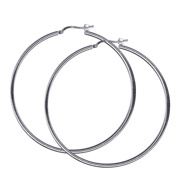 Sterling Silver 50mm Italian Hoop Earrings