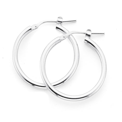 Sterling silver 20mm Italian plain hoops