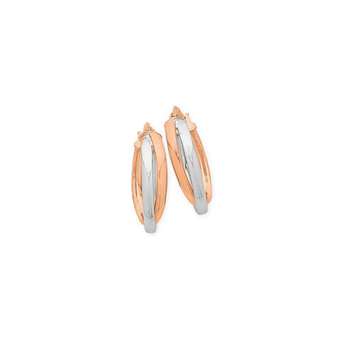 9ct White & Rose Gold Silver Filled Hoops