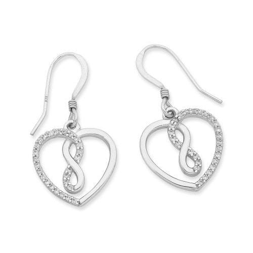 Sterling Silver Cubic Zirconia Infinity Heart Earrings