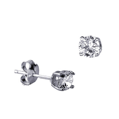 Sterling Silver 4mm Round CZ Earrings