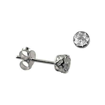 Sterling Silver 3mm Cubic Zirconia Studs