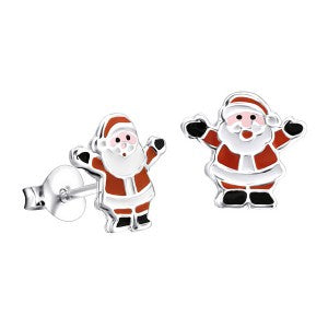 Sterling Silver Santa Studs