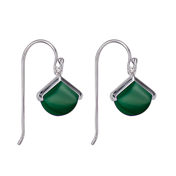 Sterling Silver Green Obsidian Fancy Hook Earrings