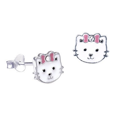 Sterling Silver Children's Cat Stud Earrings