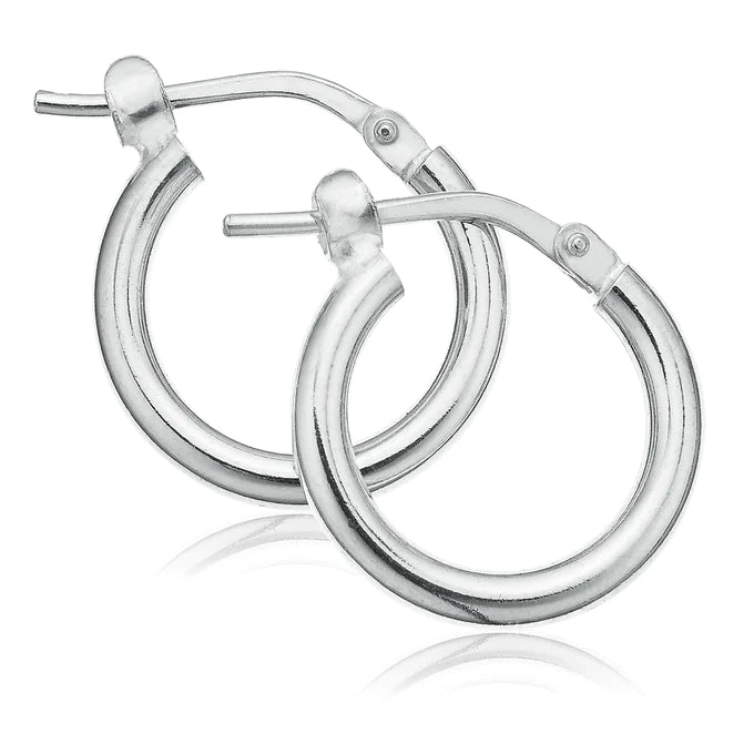 Sterling Silver Italian Plain 10mm Hoops