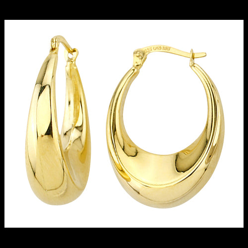 9ct Yellow Gold Silver Filled Bulbous Hoop Earrings
