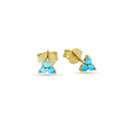 Sterling Silver Gold Plated Triangle Turquoise Stud Earrings