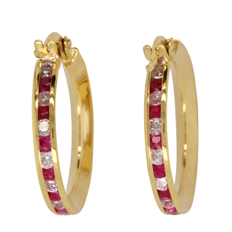 9ct Yellow Gold Silver Filled Cubic Zirconia Hoops