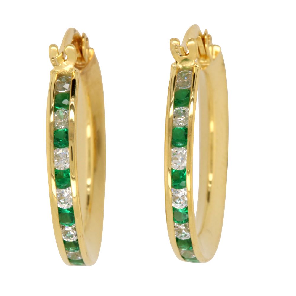 9ct Yellow Gold Silver Filled Cubic Zirconia Hoops