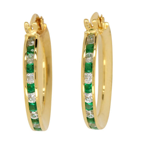 9ct Yellow Gold Silver Filled Cubic Zirconia Hoops