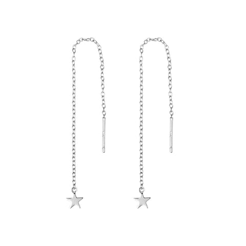 Sterling SilverThread Earrings With Petite Star