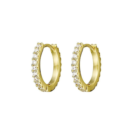 Sterling Silver Gold Plated Cubic Zirconias Huggie Earrings