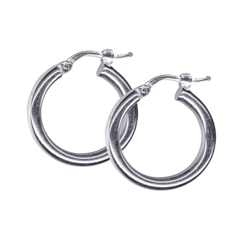 Sterling Silver Italian Plain Hoop Earrings