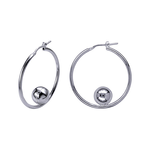 Sterling Silver Italian Hoops With Fixed Ball