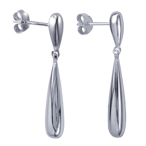 Sterling silver elongated teardrop stud earrings