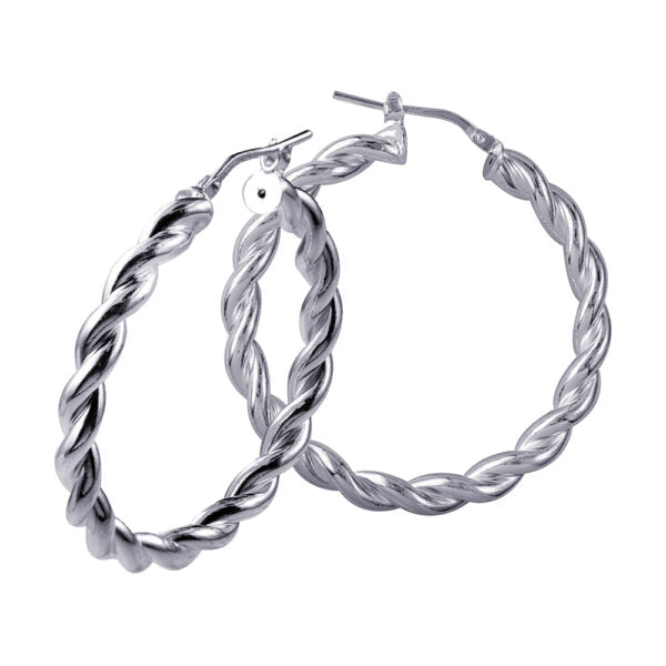 Sterling Silver Italian Fancy Twist Hoops