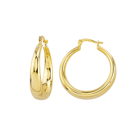 9ct Yellow Gold Silver Filled Tapered Hoop Earrings