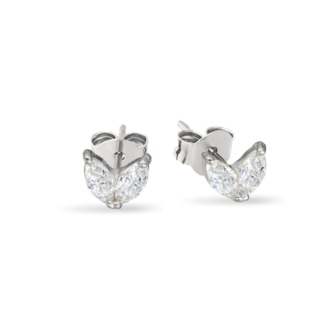 Sterling Silver Marquise Double Cubic Zirconia Stud Earrings