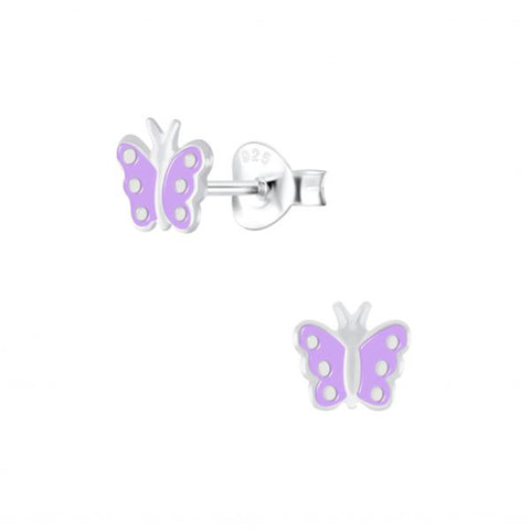 Sterling Silver Purple Butterfly Stud Earring