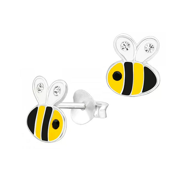 Sterling Silver Bee Studs With Crystals