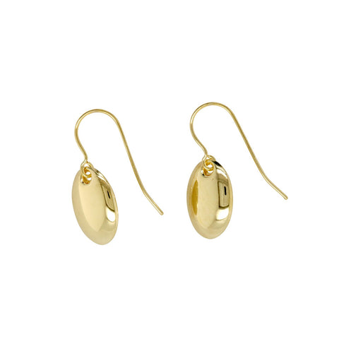 9ct Yellow Gold Silver Filled Hook Earrings With Hanging Oval Drop