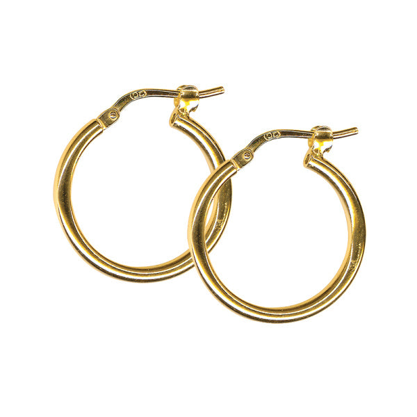 Sterling Silver Gold Plated Plain Hoop Earrings