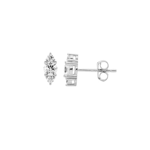 Sterling silver stacked cubic zirconia stud earrings