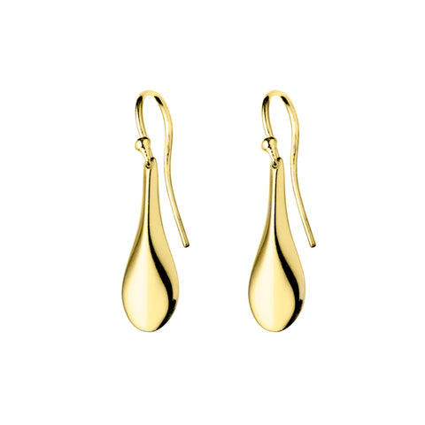 Sterling Silver Gold Plated Elongated Whole Drop Hook Earrings