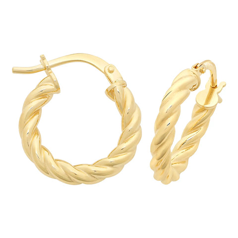 9ct Yellow Gold Silver Filled Small Twist Hoops